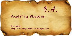 Vozáry Absolon névjegykártya